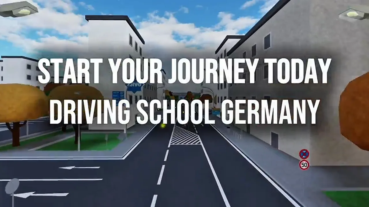 Straße mit Driving School Germany Schriftzug